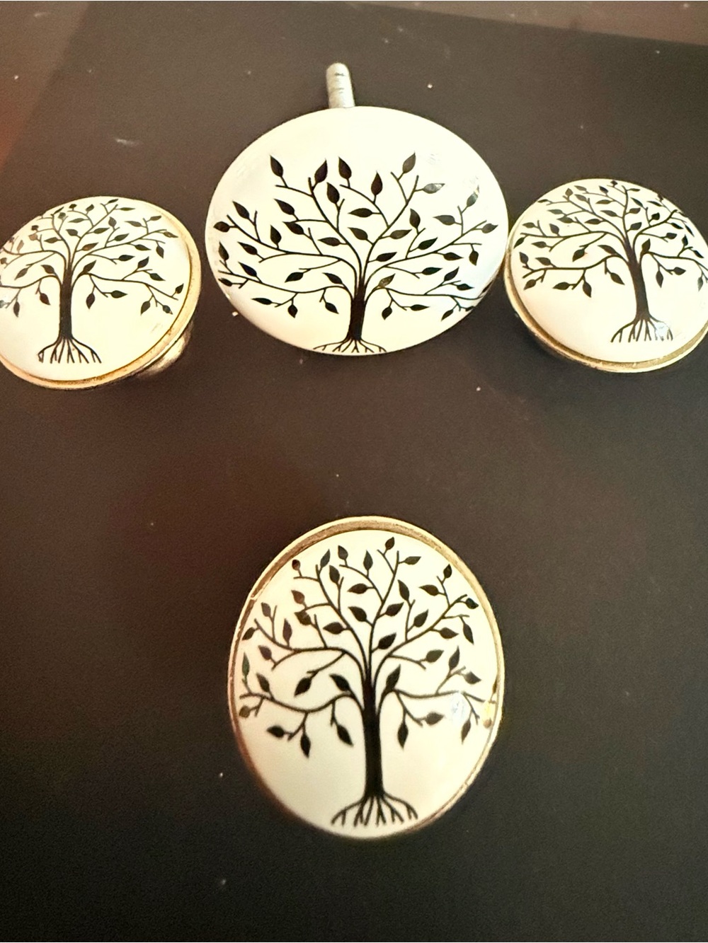 Tree of Life White Ceramic Drawer Knobs - Set of 3 small 1 large Mr MJs